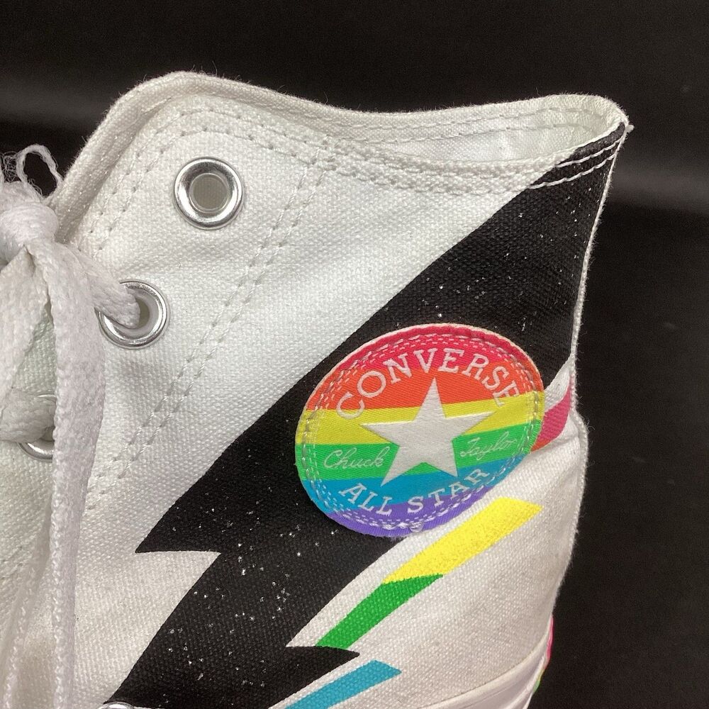 Converse CTAS High Pride Lightning Bolt Women's 8/Men's 6 White Rainbow 165715C - Picture 7 of 11